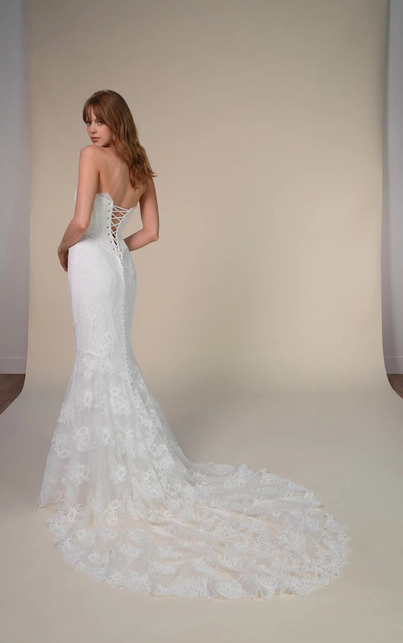 33604 - Strapless Lace Sheath Wedding Dress with Faux Two-Piece Bodice