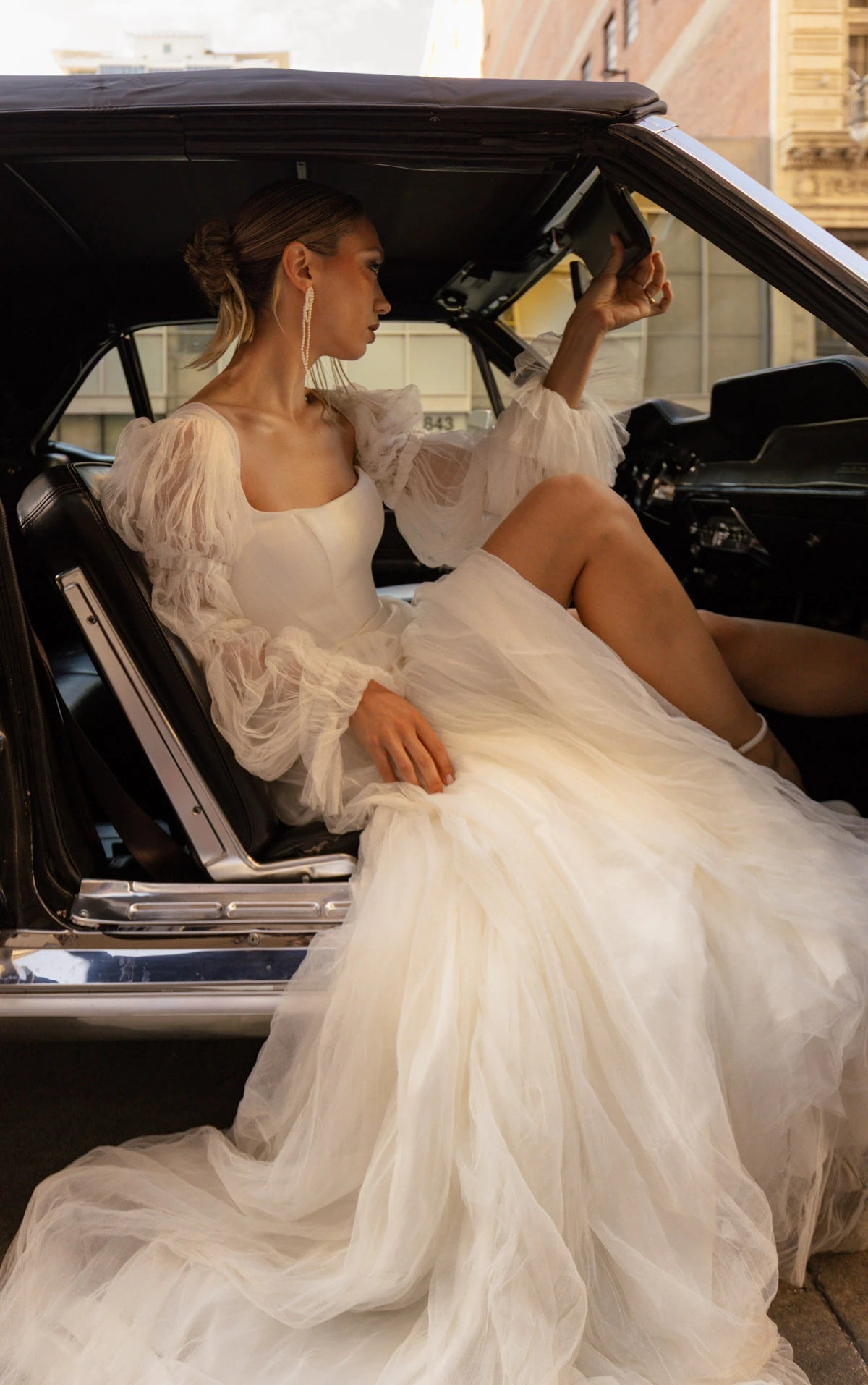 34786-Crushed French Tulle A-Line Wedding Gown