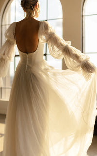 34786-Crushed French Tulle A-Line Wedding Gown
