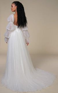 34786-Crushed French Tulle A-Line Wedding Gown