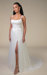 34786-Crushed French Tulle A-Line Wedding Gown