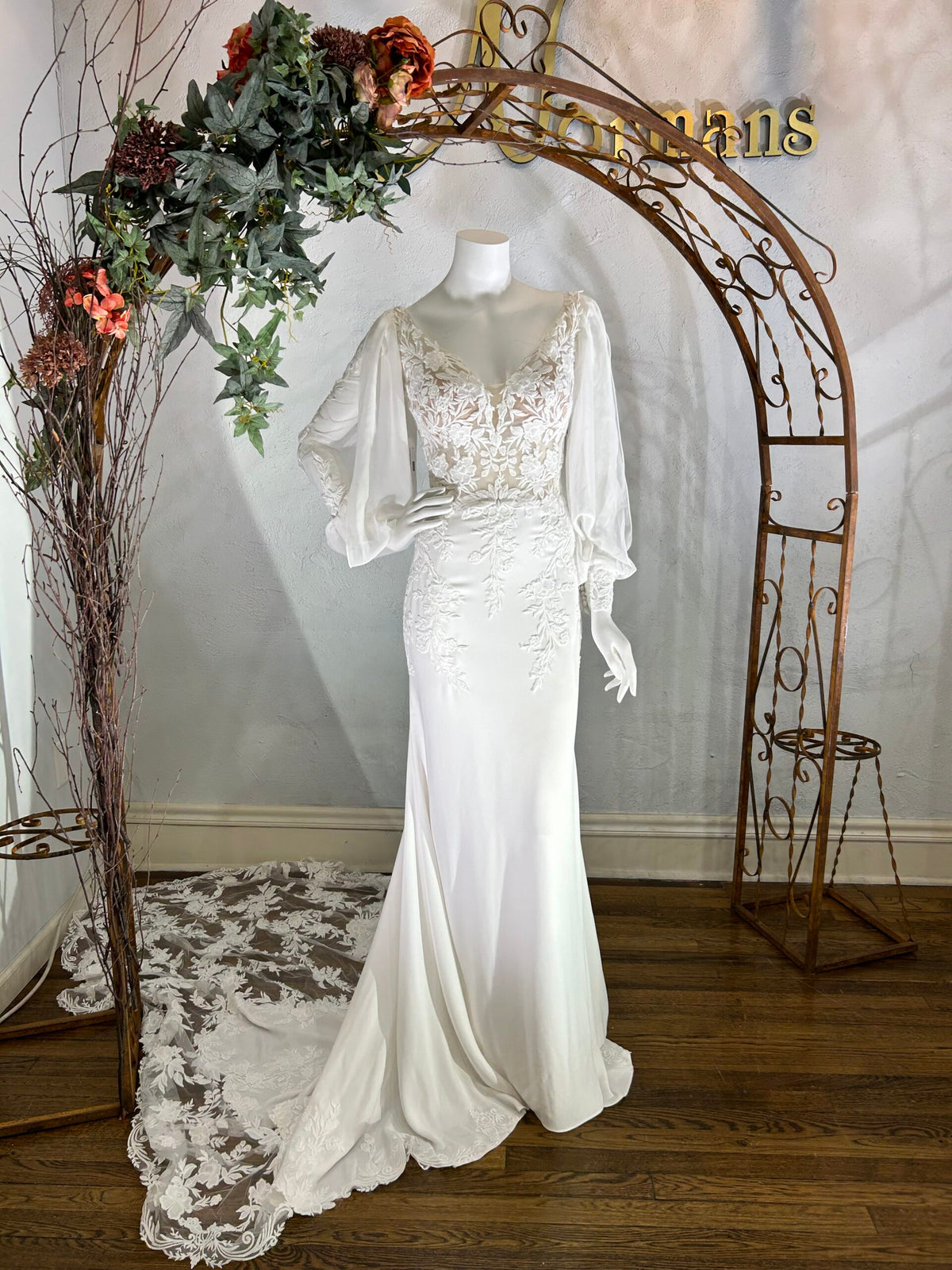 30636 - Elegant Fit & Flare Bridal Dress with Beaded Details normansbridal 30636 - Elegant Fit & Flare Bridal Dress with Beaded Details normansbridal