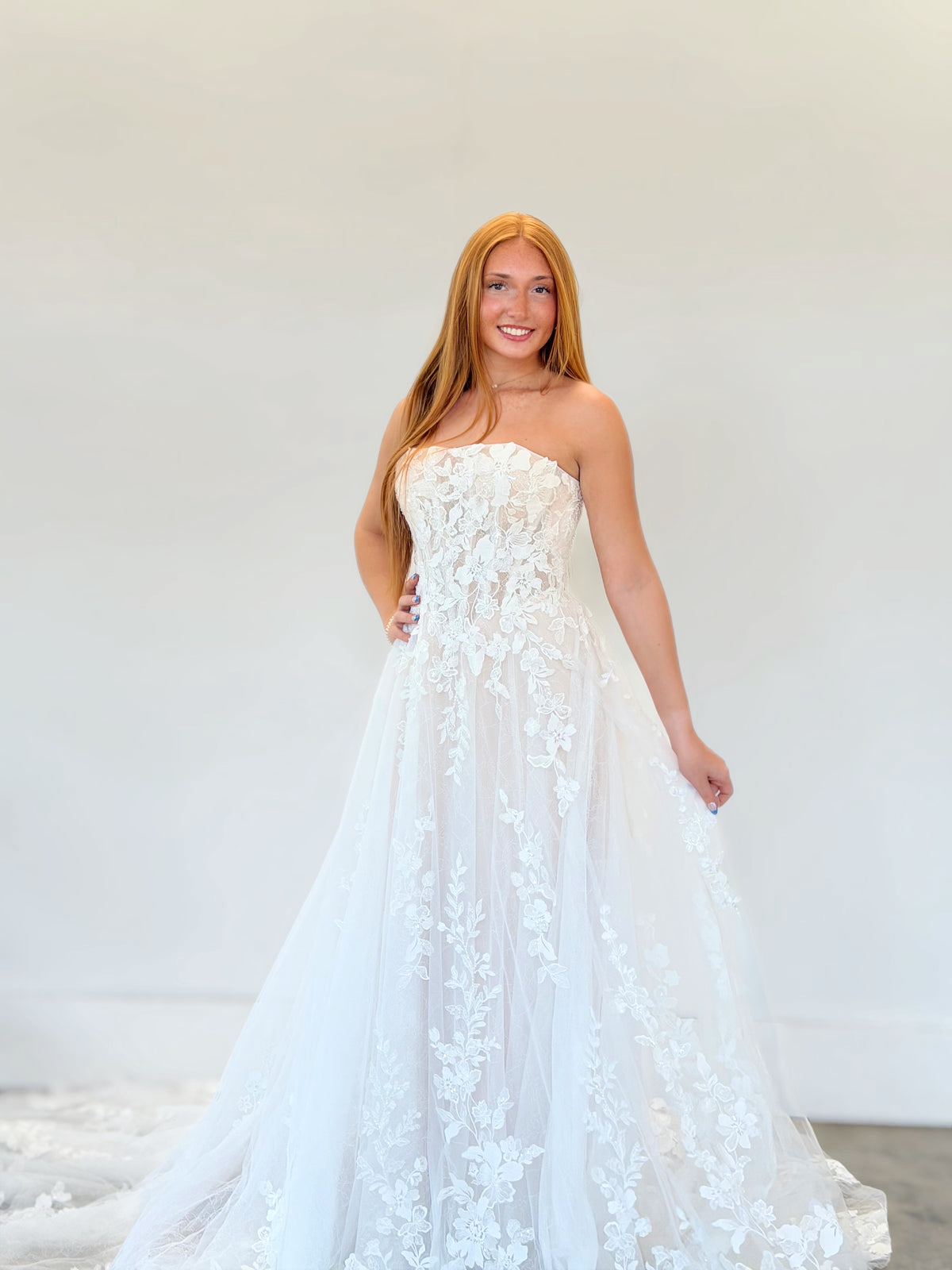 34586-Strapless Lace A-line Wedding Dress