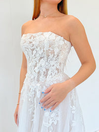 34586-Strapless Lace A-line Wedding Dress