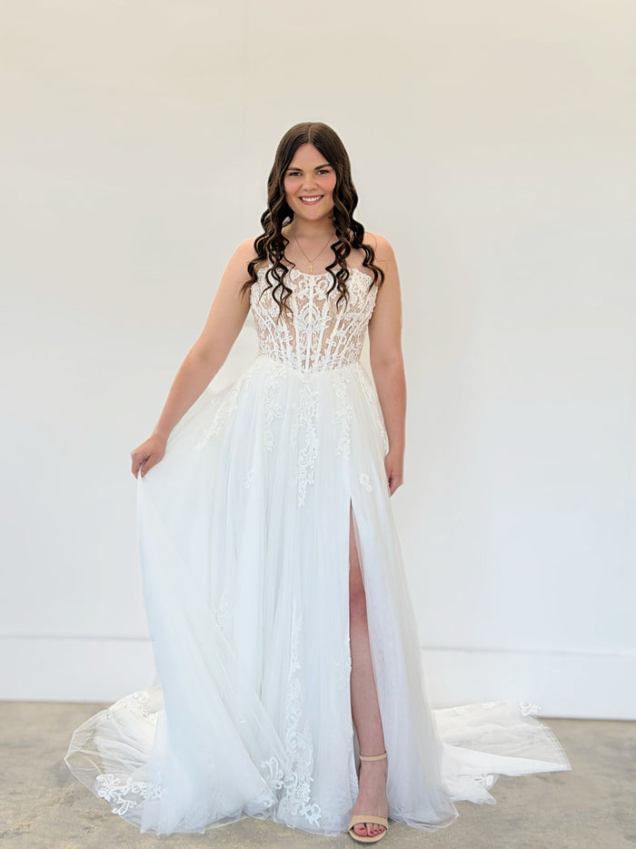 34390-Corset Bodice Slim A-line Wedding Dress