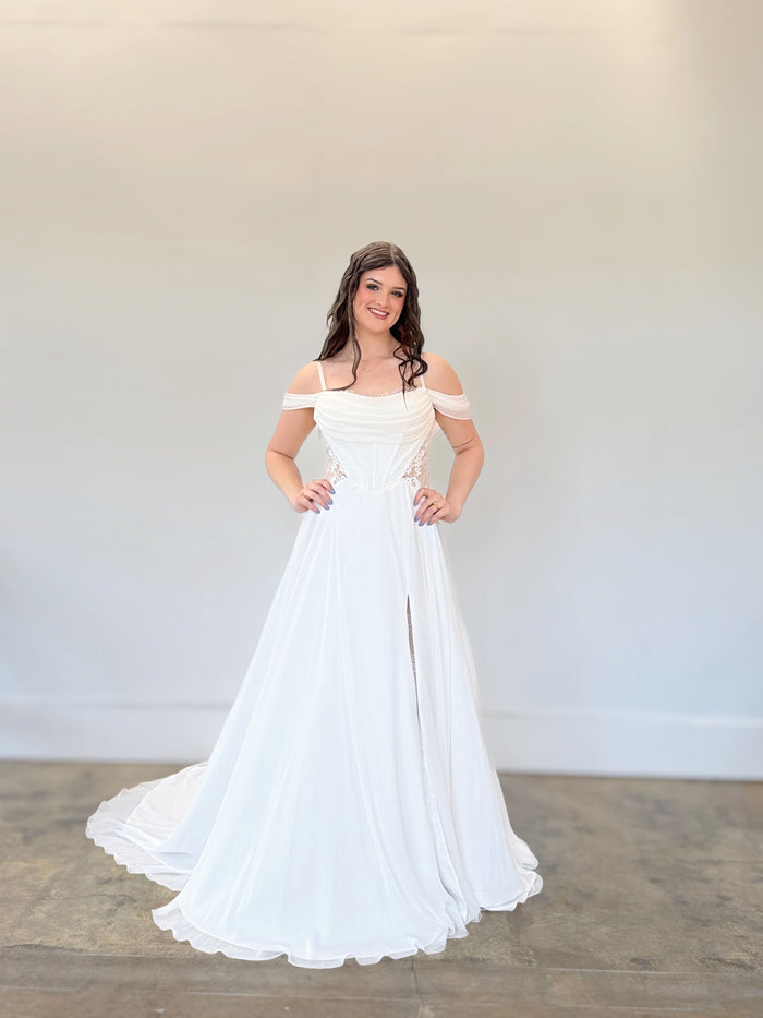 34445-Chiffon A-line With Slit