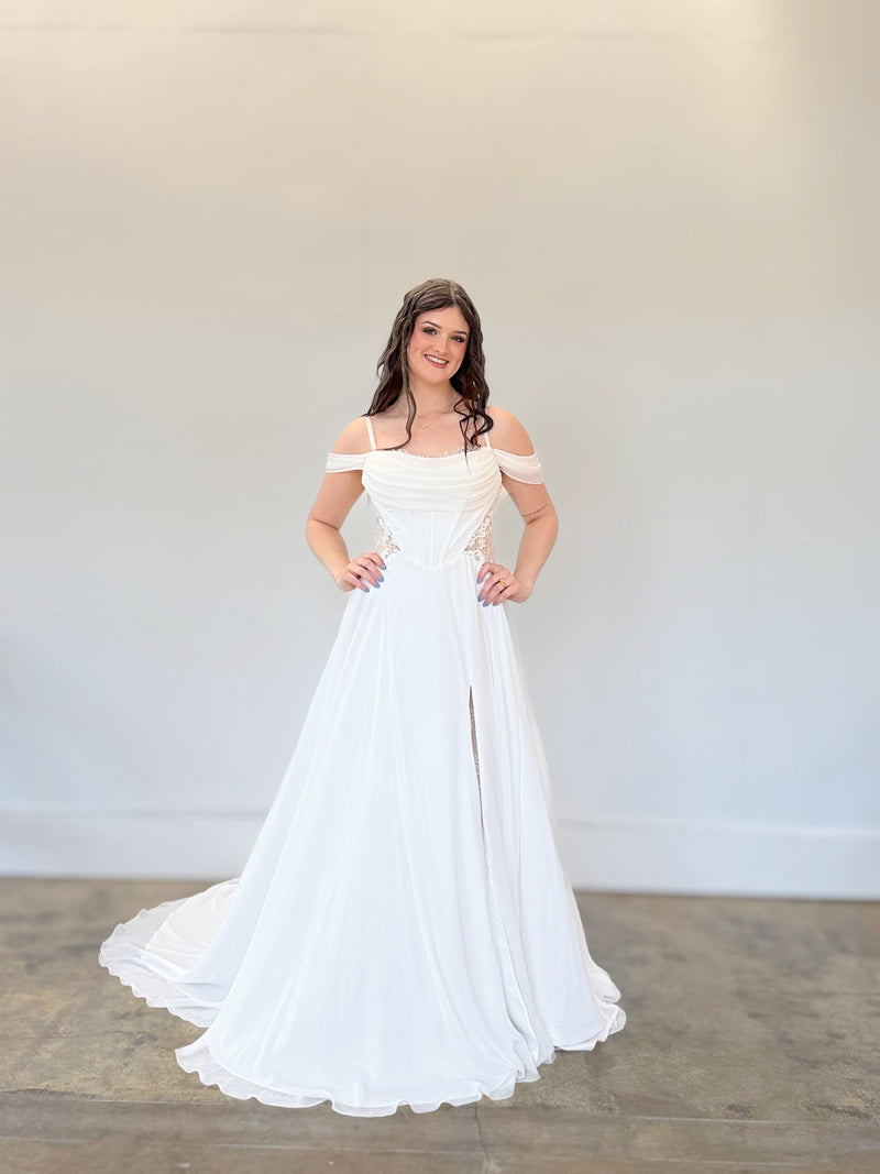 34445-Chiffon A-line With Slit