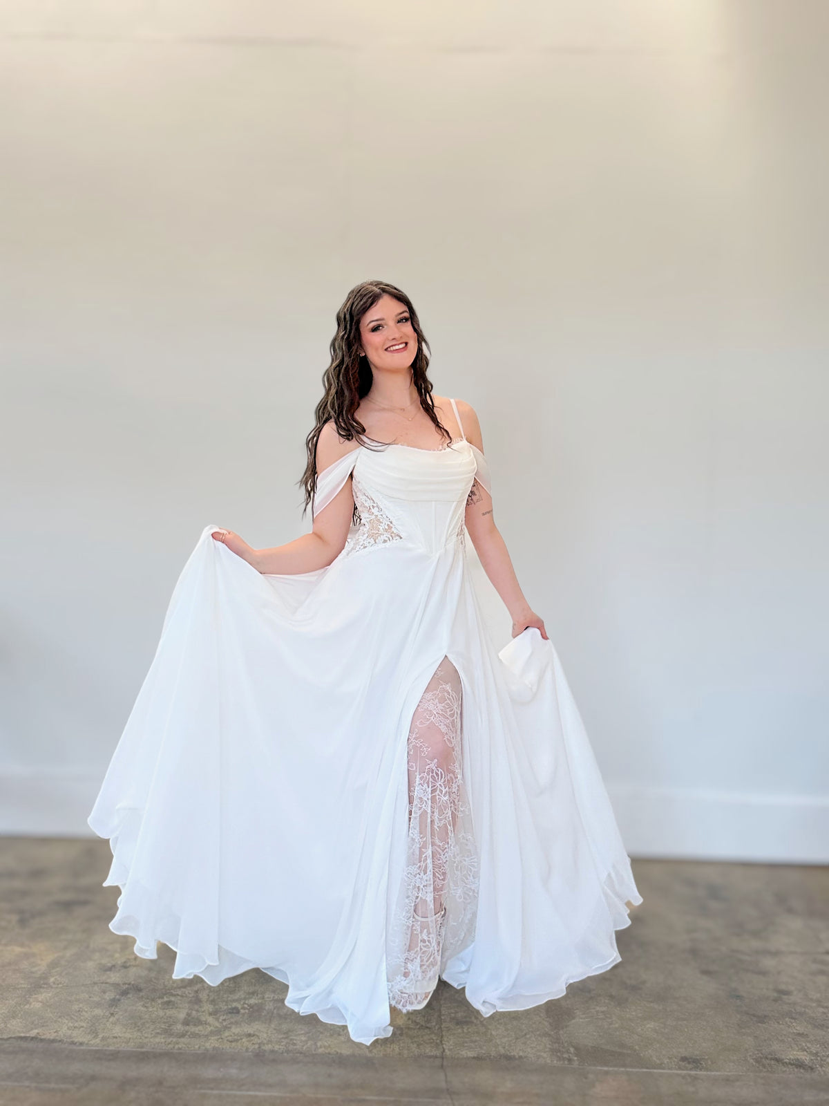 34445-Chiffon A-line With Slit