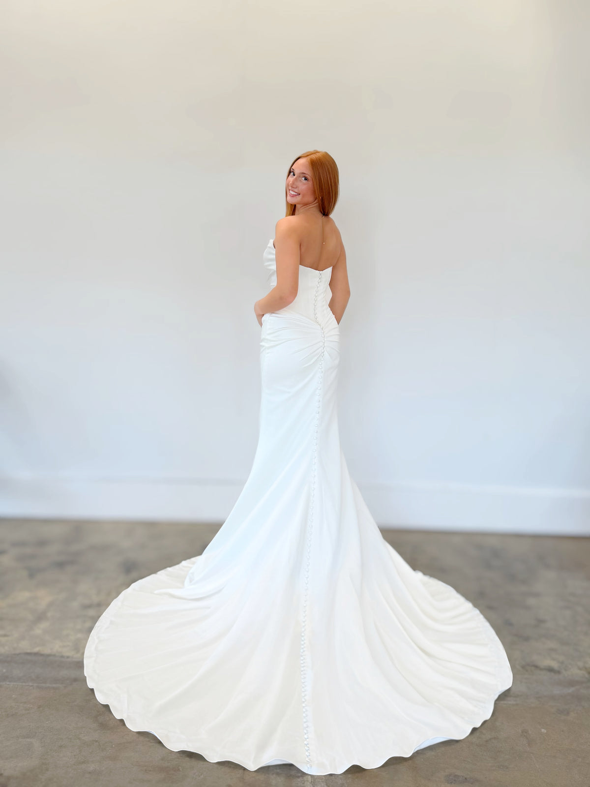 34588-Strapless Ruched Satin Wedding Dress