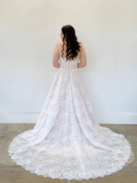 34449-Strapless All Over Lace A-line Wedding Dress