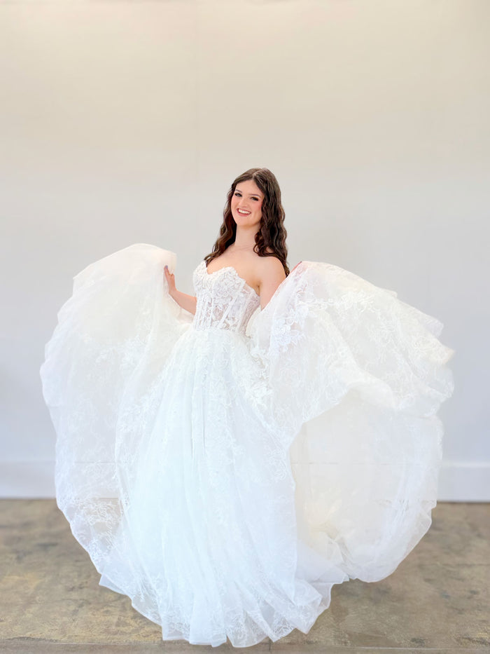 34403-Lace A-line with Corset Bodice