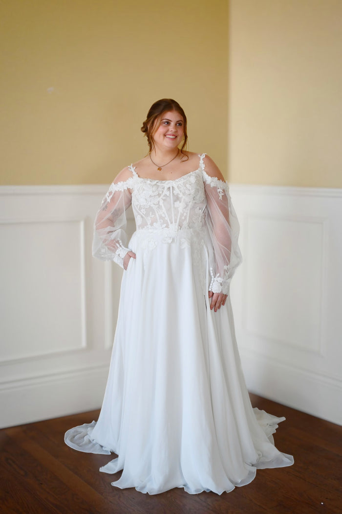 32260 - Chiffon A-Line Wedding Gown with Casual Charm