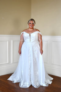 33314 - Modern A-Line Wedding Dress with Subtle Embellishments