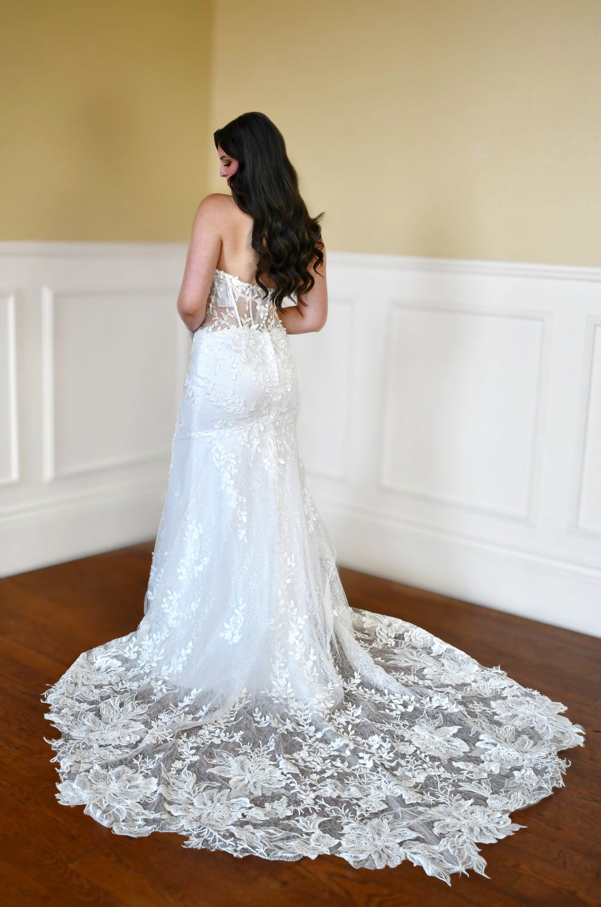 32940-1 - Modern Fit-and-Flare Bridal Gown with Lace Accents