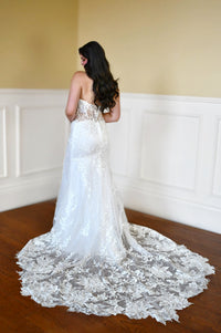 32940-1 - Modern Fit-and-Flare Bridal Gown with Lace Accents