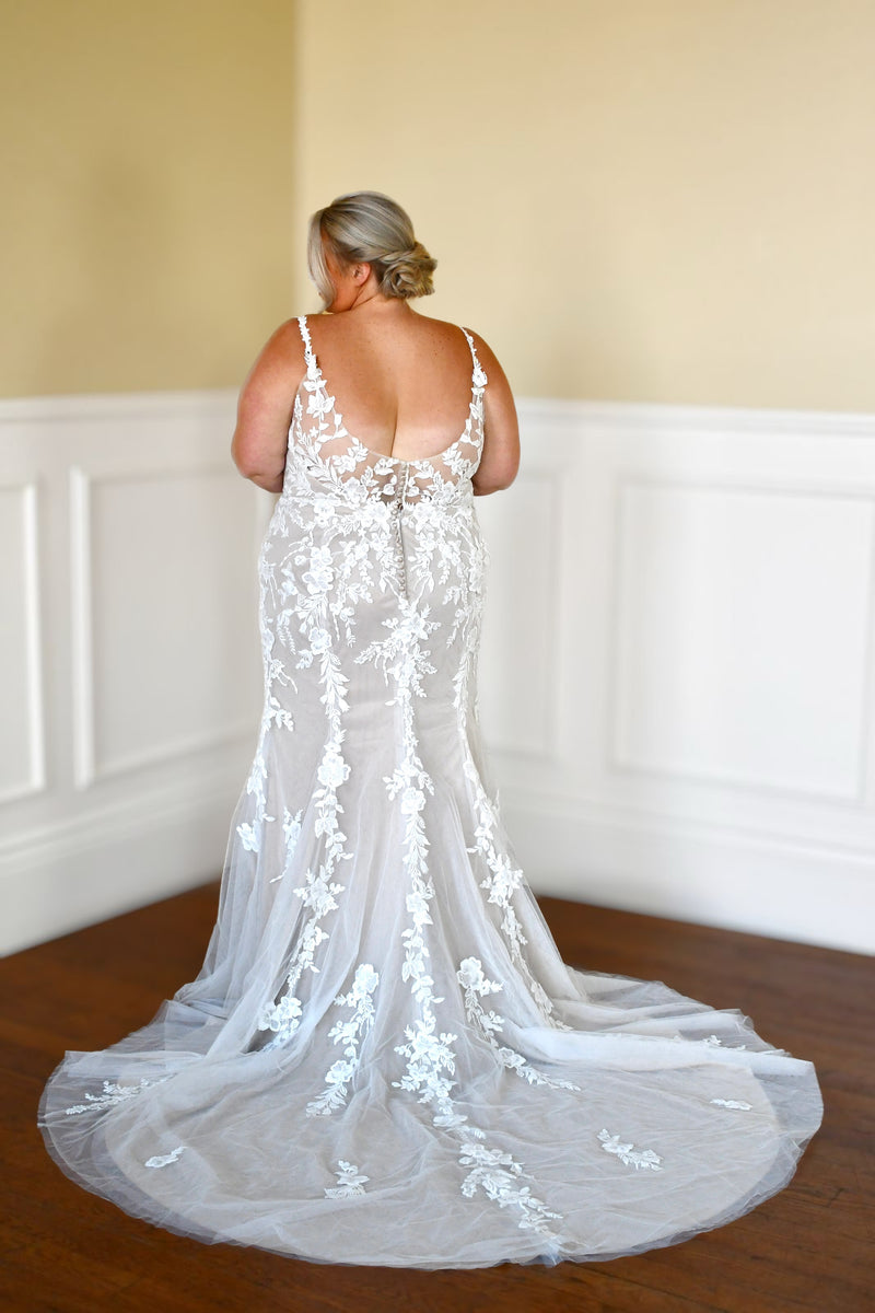 33308 - Fit-and-Flare Bridal Gown with Lace Accents & Tulle