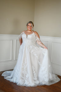 33008 - Soft A-Line Bridal Dress with Lace Detailing