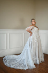 33008 - Soft A-Line Bridal Dress with Lace Detailing