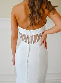 33328 - Modern Fit-and-Flare Bridal Gown with Lace Accents