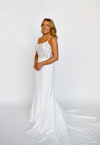 34270 - Beaded Lace Fit and Flare with Breathtaking Train