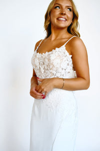 34270 - Beaded Lace Fit and Flare with Breathtaking Train