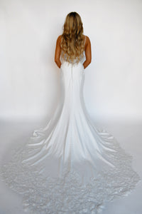 34270 - Beaded Lace Fit and Flare with Breathtaking Train