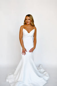 33317 - Strapless Fit and Flare with Bow Bodice