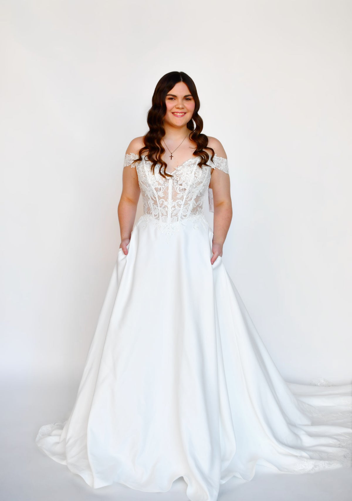 34389 - Romantic Lace Bodice A-Line with Stunning Train