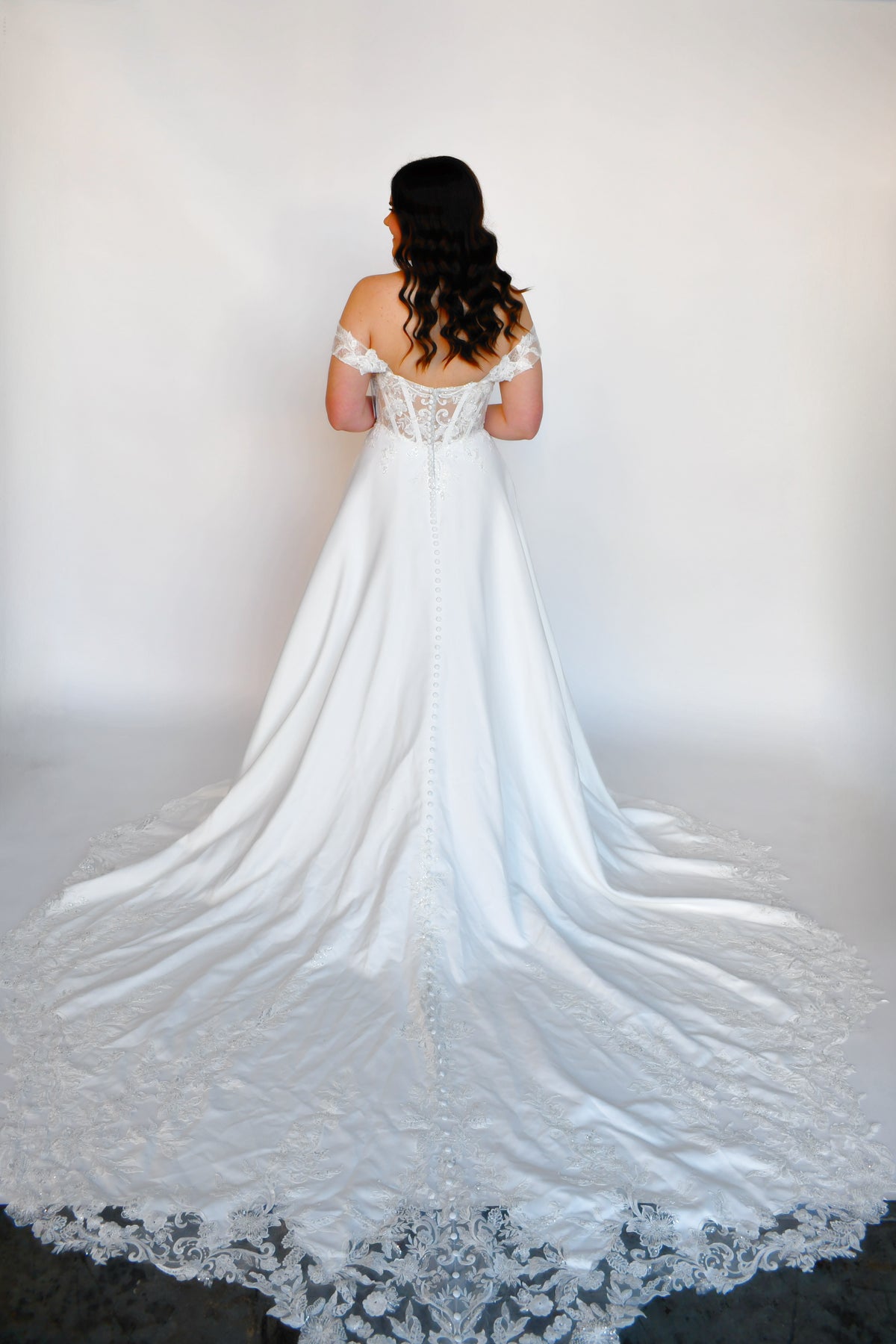 34389 - Romantic Lace Bodice A-Line with Stunning Train