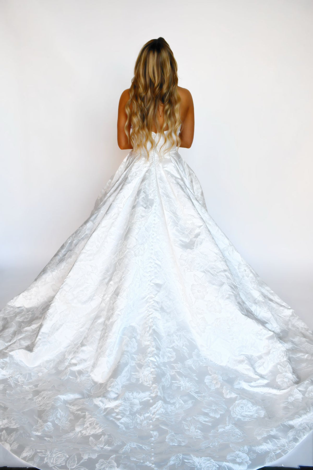 34447 - Brocade A-Line with Scoop Neckline