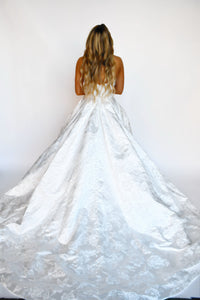 34447 - Brocade A-Line with Scoop Neckline