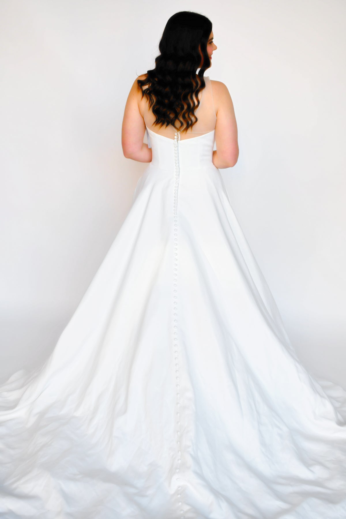 33340 - Colored Floral High Neck A-Line