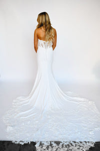 33344 - Beaded Corset Bodice Fit and Flare with Alluring Slit