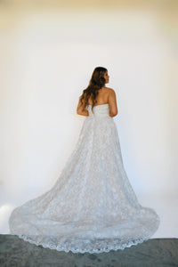 34280 - Strapless All Over Lace Ballgown