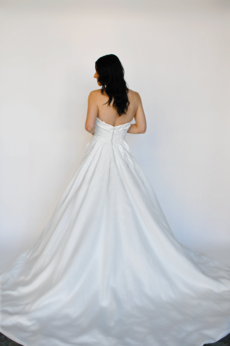 33302 - Embroidered Lace Strapless A-Line