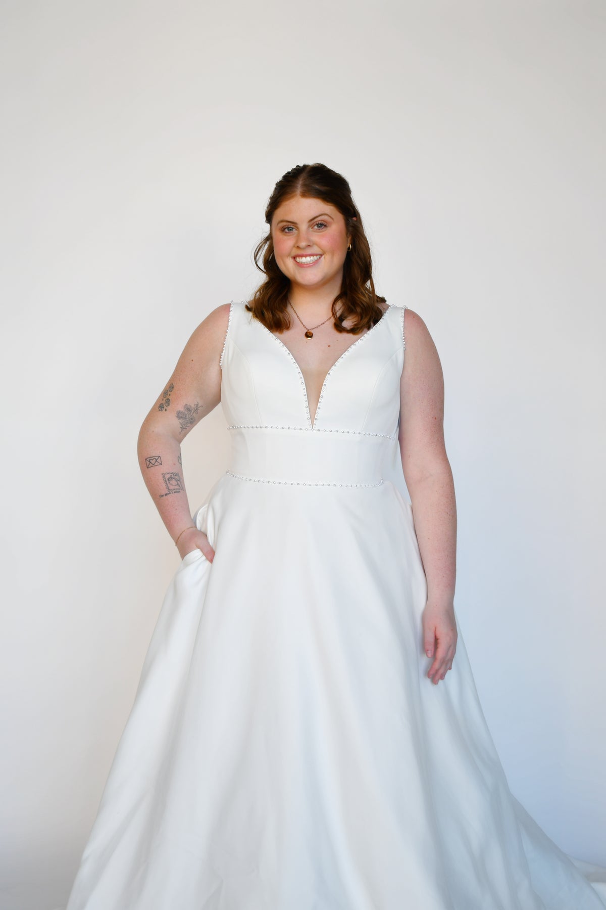 33336 - Sleek A-Line with Embellished Neckline