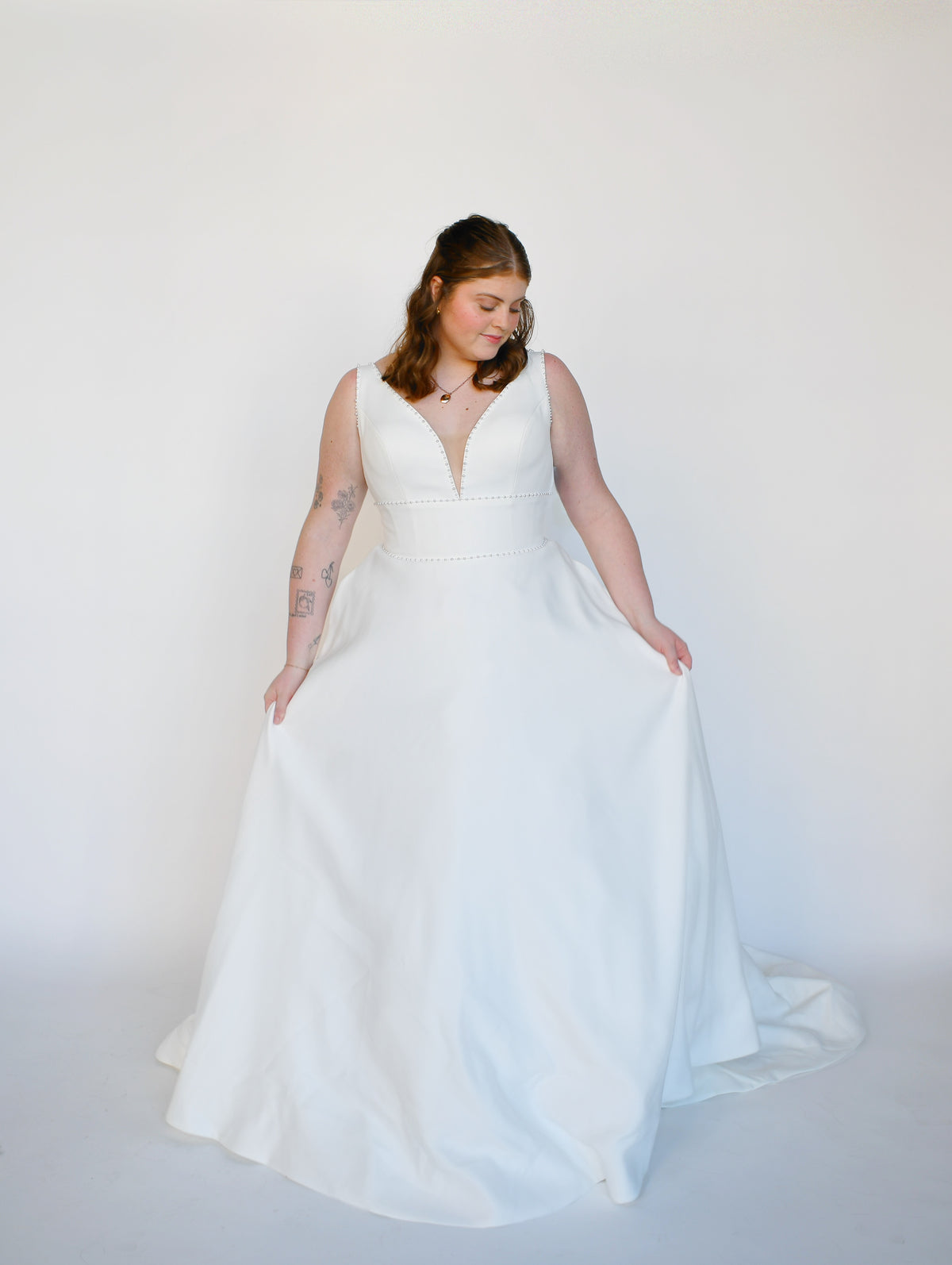 33336 - Sleek A-Line with Embellished Neckline