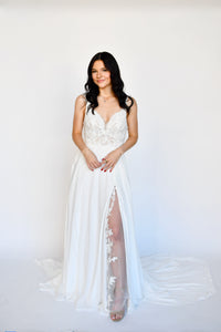 34344 - Soft Chiffon A-Line with Romantic Lace Details