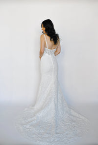 33332 - Delicate Lace and Pearl Fit and Flare