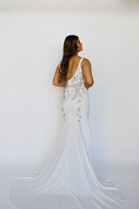 33300 - Plunging Neckline with Colored Florals