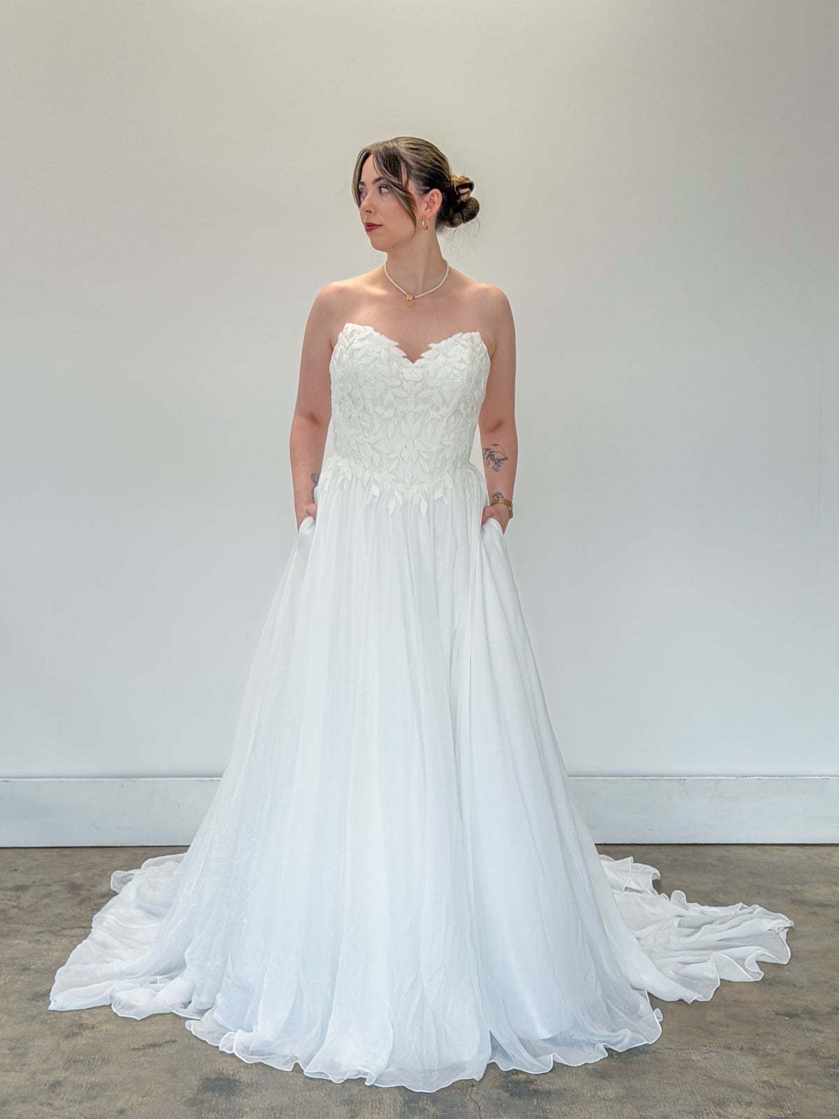 34954-Flowy Wedding Dress with Sleeves
