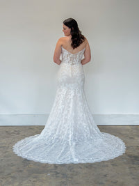 34946-Strapless All Over Lace Wedding Dress