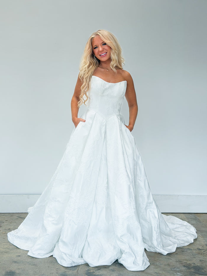 34447-Brocade A-line Wedding Dress