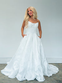34447-Brocade A-line Wedding Dress