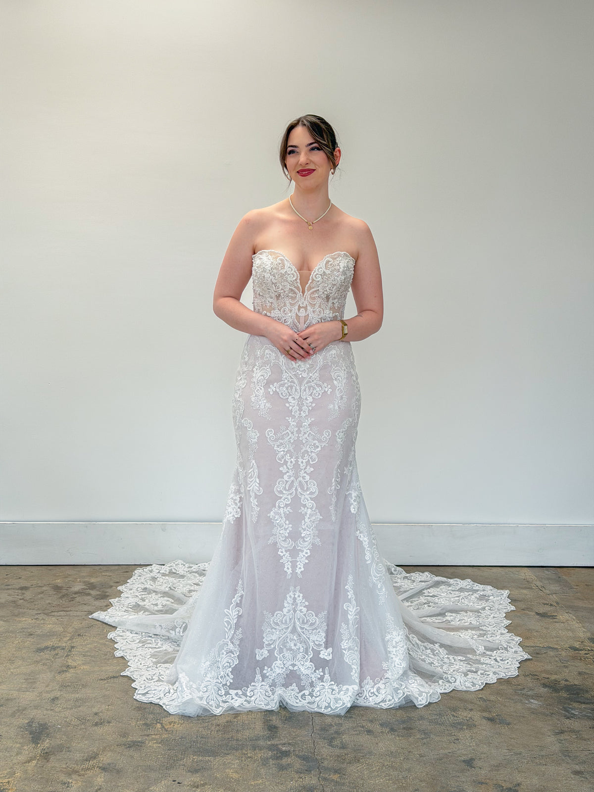 34440-Strapless Sweetheart Fit and Flare Wedding Dress