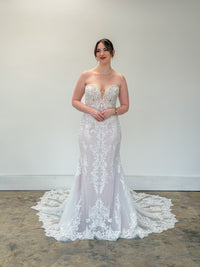 34440-Strapless Sweetheart Fit and Flare Wedding Dress
