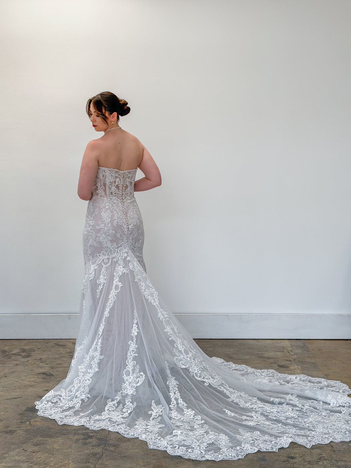 34440-Strapless Sweetheart Fit and Flare Wedding Dress