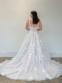 34908-Square Neckline Lace and Tulle A-line Wedding Dress