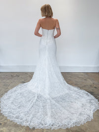 34917-Strapless All Over Pearl Fitted Wedding Dress