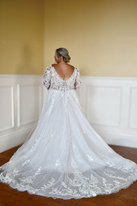 30624 - Modern Ball Gown Wedding Dress with Lace Embellishments